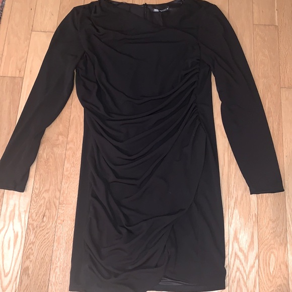 Zara NWT black draped dress - Picture 3 of 5